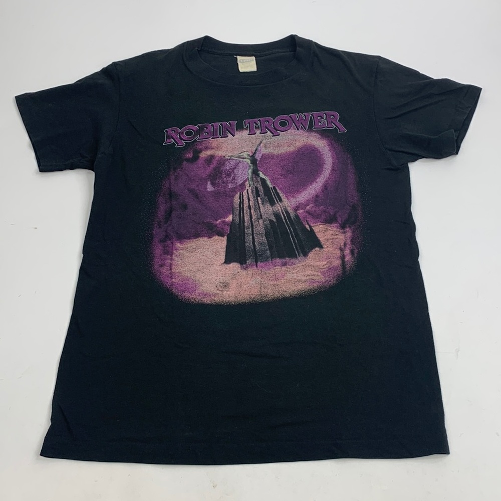 Vintage Robin Trower 1987 Passion Tour T shirt Black Purple Size Large/Medium
